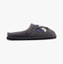 Haflinger VIOLA Womens Slippers Anthracite side view showing embroidered design and round toe shape.