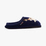 Haflinger FIDO Womens Slippers Navy side view featuring cute dog embroidery and slip-on design.