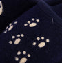 Haflinger FIDO Womens Slippers Navy detail view showing paw print design on wool upper.