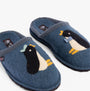Haflinger PINGU Womens Slippers Powder Blue side view showing penguin design and wool texture.