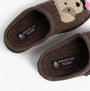 Haflinger RUDI Womens Slippers Brown top view showing comfy felt texture and round toe design.