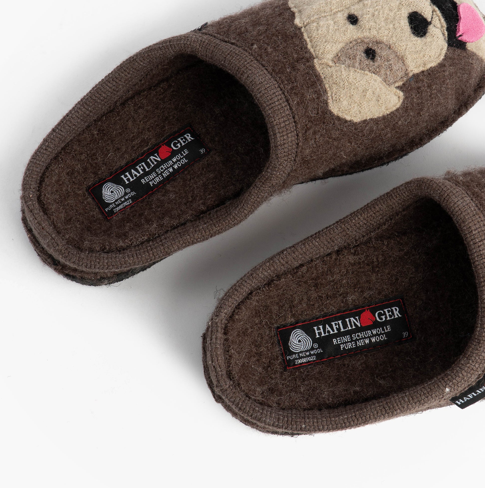 Haflinger RUDI Womens Slippers Brown top view showing comfy felt texture and round toe design.