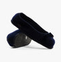 Haflinger FIOCCO Womens Slippers Navy side view showing round toe and slip-on design with textured sole.