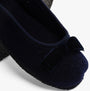 Haflinger FIOCCO Womens Slippers Navy top view showcasing the bow detail and soft fabric.