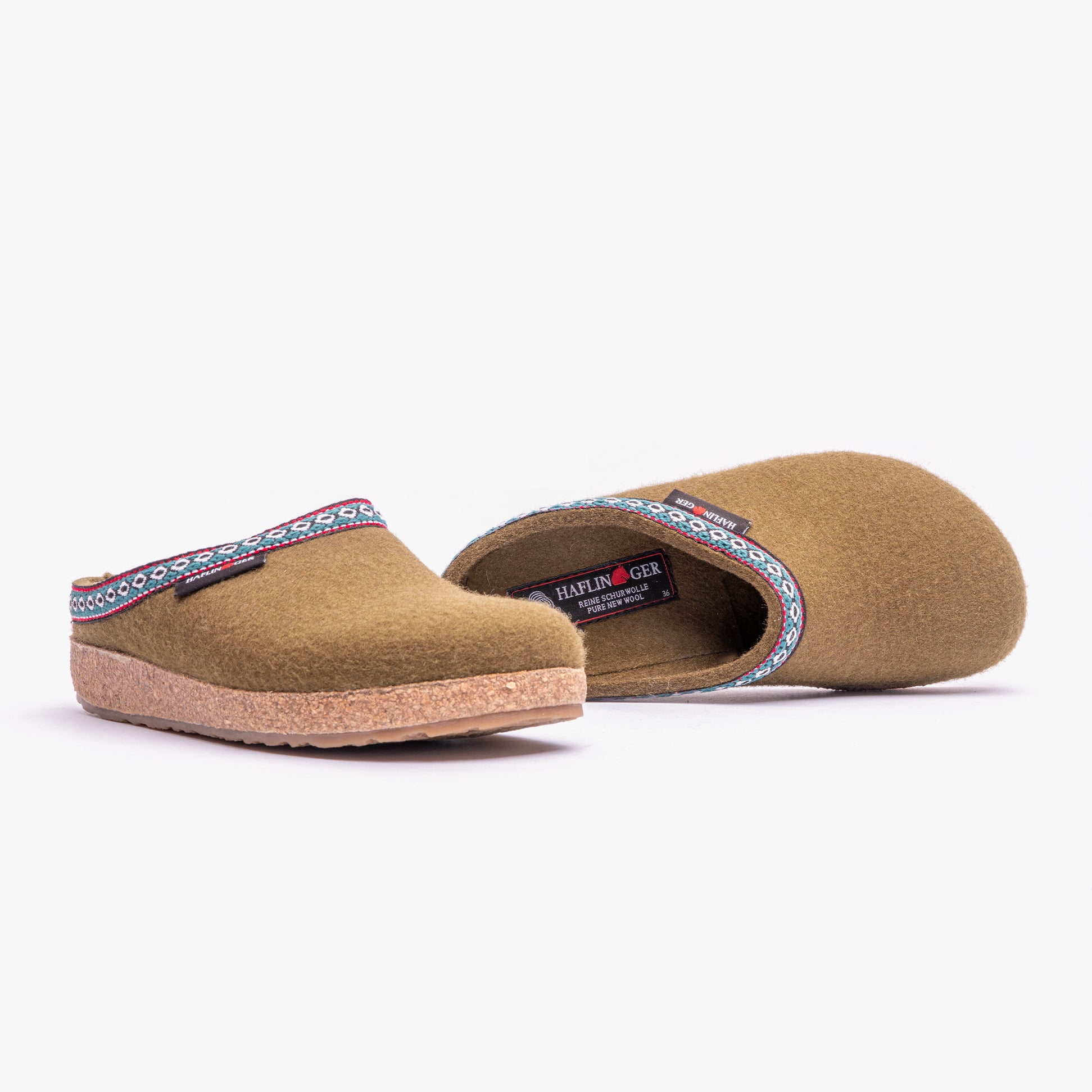 Haflinger FRANZL Womens Wool Clogs Olive Green