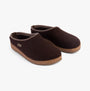 Haflinger KRIS Womens Felt Clogs Espresso side view with wool upper and cork sole