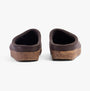 Haflinger TORBEN Womens Felt Clogs Mottled Brown rear view showcasing cork soles and soft wool upper.