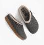 Haflinger PANDA Womens Felt Clogs Anthracite side view showcasing comfortable slip-on design and rubber cork sole.