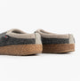 Haflinger PANDA Womens Felt Clogs Anthracite back view showing textile upper and rubber/cork sole.