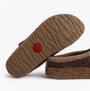 Haflinger PANDA Womens Felt Clogs Brown sole view showing rubber and cork materials for comfort and durability.
