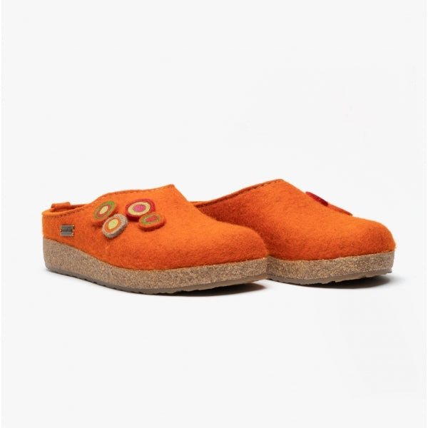 Haflinger KANON Womens Felt Wide Fit Mule Slippers Rust