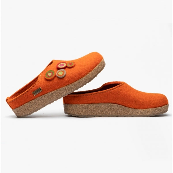 Haflinger KANON Womens Felt Wide Fit Mule Slippers Rust