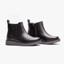 Heavenly Feet NEW ROLO2 Womens Chelsea Boots Black side view with zip closure and wedge heel.