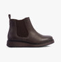Heavenly Feet NEW ROLO2 Womens Boots Chocolate side view featuring faux leather and wedge heel.