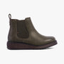 Heavenly Feet NEW ROLO2 Womens Boots Khaki side view featuring faux leather upper and wedge sole.