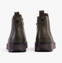 Heavenly Feet NEW ROLO2 Womens Boots Khaki back view showing faux leather design and wedge heel.