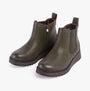 Heavenly Feet NEW ROLO2 Womens Boots Khaki side view showing faux leather upper and wedge heel design.