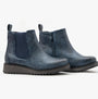 Heavenly Feet NEW ROLO2 Womens Chelsea Boots Navy side view with wedge heel and zip fastening.