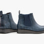 Heavenly Feet NEW ROLO2 Womens Chelsea Boots Navy side and back view showcasing synthetic upper and zip closure.