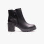 Heavenly Feet LARKIN Womens Ankle Zip Boots Black side view showcasing block heel and zip closure.