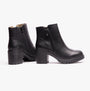 Heavenly Feet LARKIN Womens Ankle Zip Boots Black side and back view showcasing block heel and zip closure.