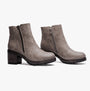 Heavenly Feet LARKIN Womens Ankle Zip Boots Earth side view showcasing block heel and zip detail.