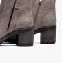 Heavenly Feet LARKIN Womens Ankle Zip Boots Earth side view showcasing the textured synthetic upper and block heel.