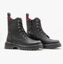Heavenly Feet KRISSY Womens Ankle Boots Black side view featuring lace-up closure and block heel.