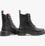 Heavenly Feet KRISSY Womens Ankle Boots Black side view showcasing lace-up design and block heel.