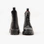 Heavenly Feet KRISSY Womens Ankle Boots Black front view showcasing lace-up design and block heel.
