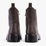 Heavenly Feet KRISSY Womens Ankle Boots Earth back view showing faux leather upper and rubber sole.
