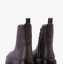 Heavenly Feet KRISSY Womens Ankle Boots Earth back view showing faux leather and platform design.