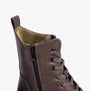 Heavenly Feet KRISSY Womens Ankle Boots Earth detail view showing faux leather and lace-up design.