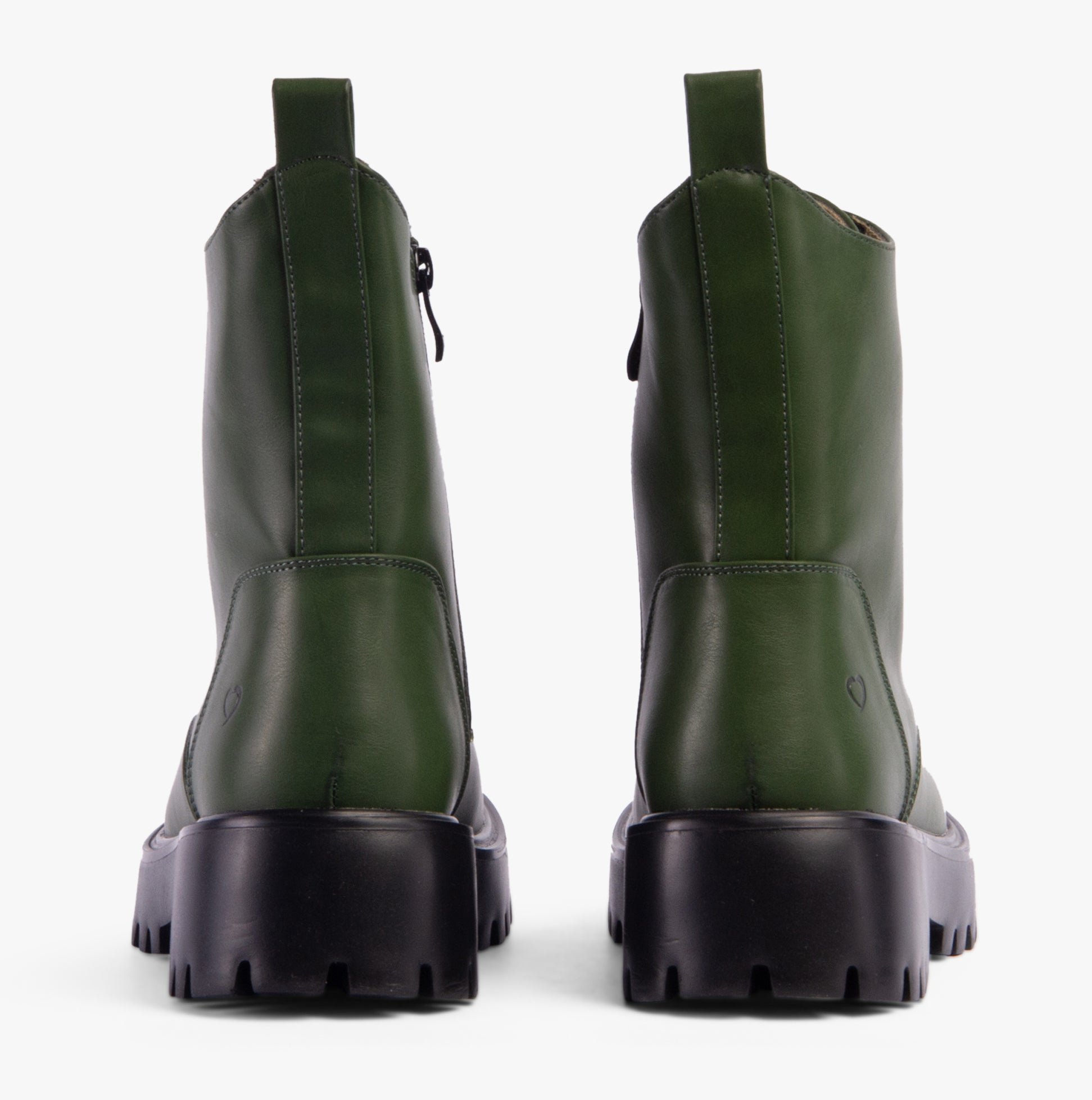 Heavenly Feet KRISSY Womens Ankle Boots Leaf Green back view showcasing faux leather and platform sole.