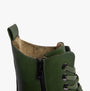 Close-up view of Heavenly Feet KRISSY Womens Ankle Boots Leaf Green showing zip and lace details.