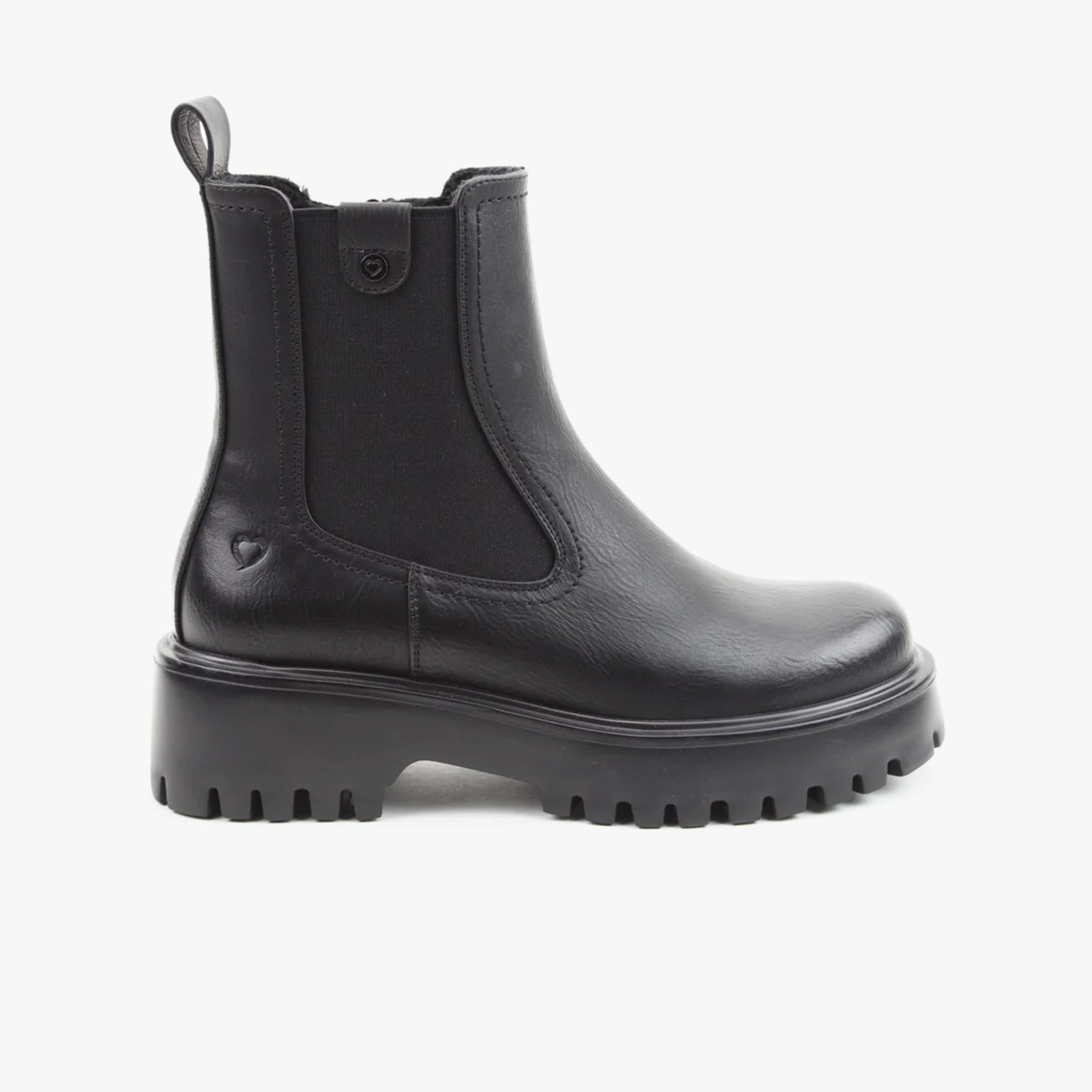 Heavenly Feet ALANA Womens Chelsea Boots Black side view, featuring a block heel and synthetic upper material.
