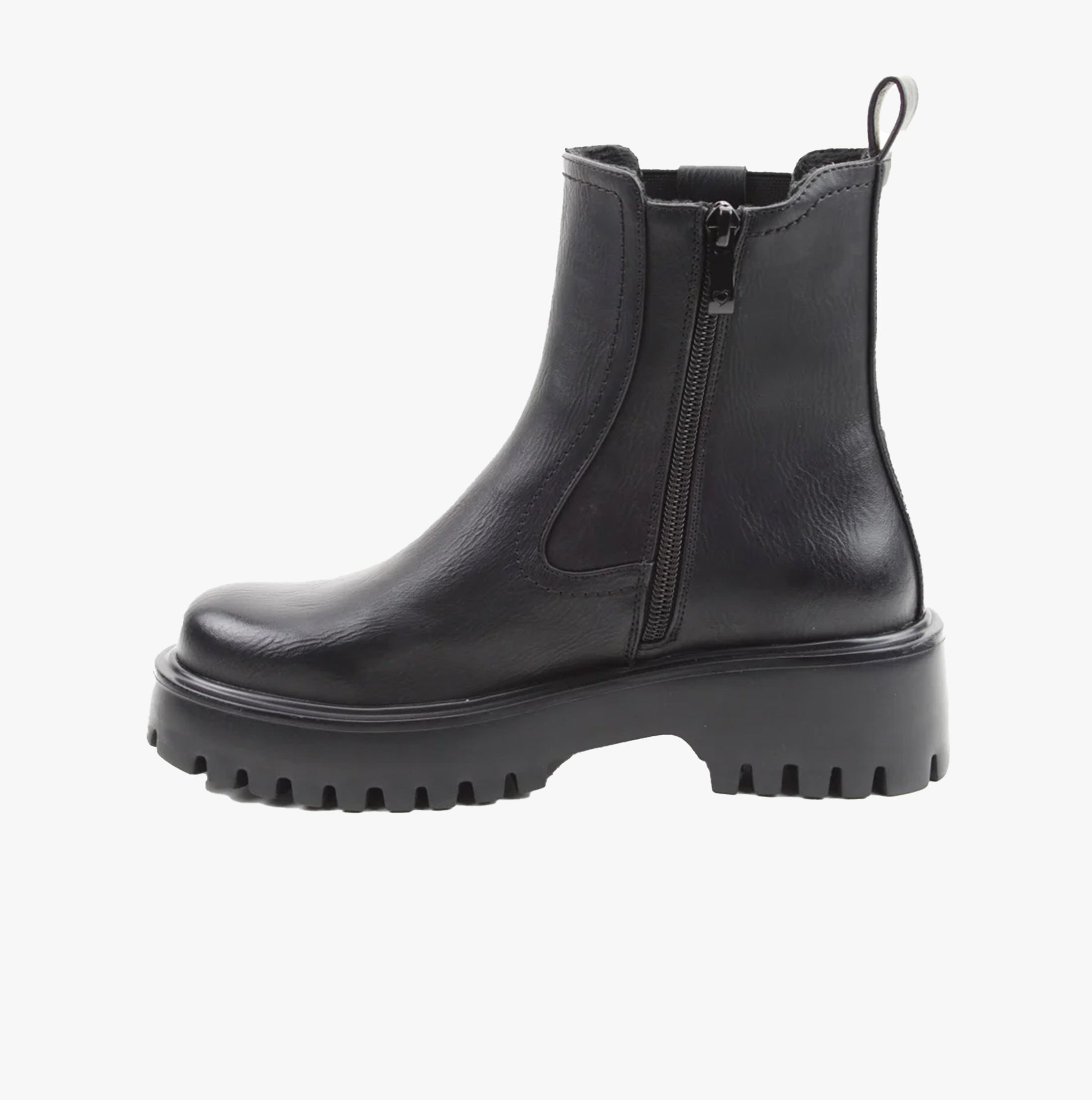 Heavenly Feet ALANA Womens Chelsea Boots Black side view showcasing block heel and synthetic material.