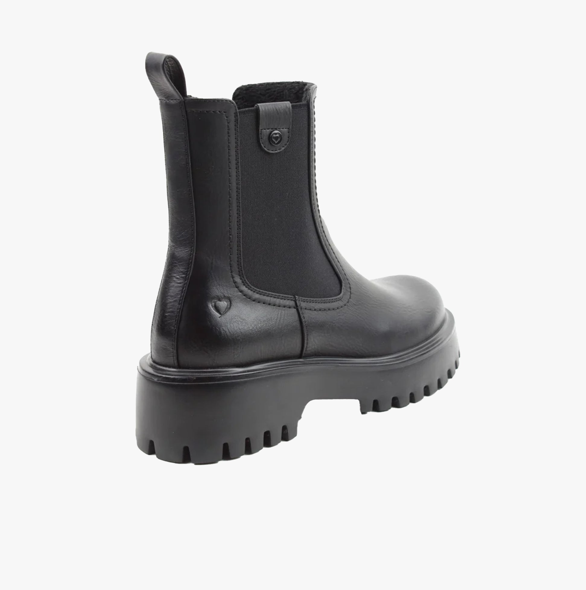 Heavenly Feet ALANA Womens Chelsea Boots Black side view showing block heel and pull-on design.