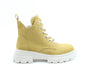 Heavenly Feet CLEA Womens Lace Ankle Boots Mustard side view with lace up closure and block heel design.