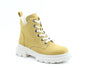 Heavenly Feet CLEA Womens Lace Ankle Boots Mustard side view showing lightweight design and lace-up feature.