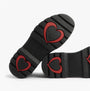 Heavenly Feet JUSTINA2 GLITTER Womens Ankle Boots Emerald Glitter sole view with red heart patterns.