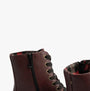 Heavenly Feet JUSTINA2 Womens Lace Up Boots Burgundy detail view showcasing faux leather upper and lace-up closure.