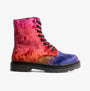 Heavenly Feet JUSTINA2 Womens Lace Up Boots Colour Crush Orange side view featuring vibrant multicolored design and lace detail.