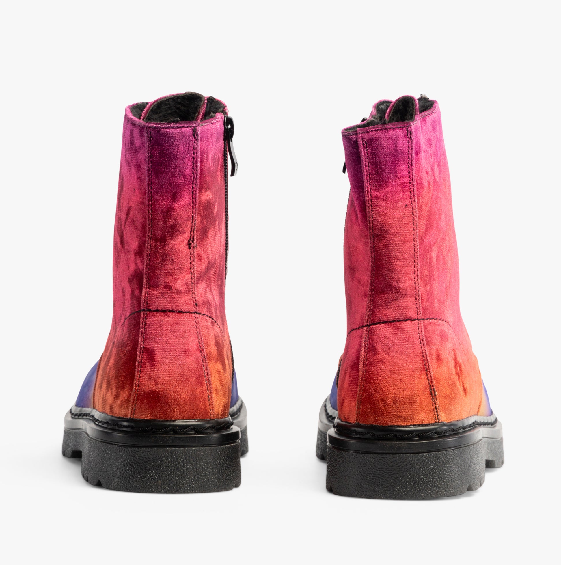 Heavenly Feet JUSTINA2 Womens Lace Up Boots Colour Crush Orange rear view showcasing gradient design and sturdy sole.