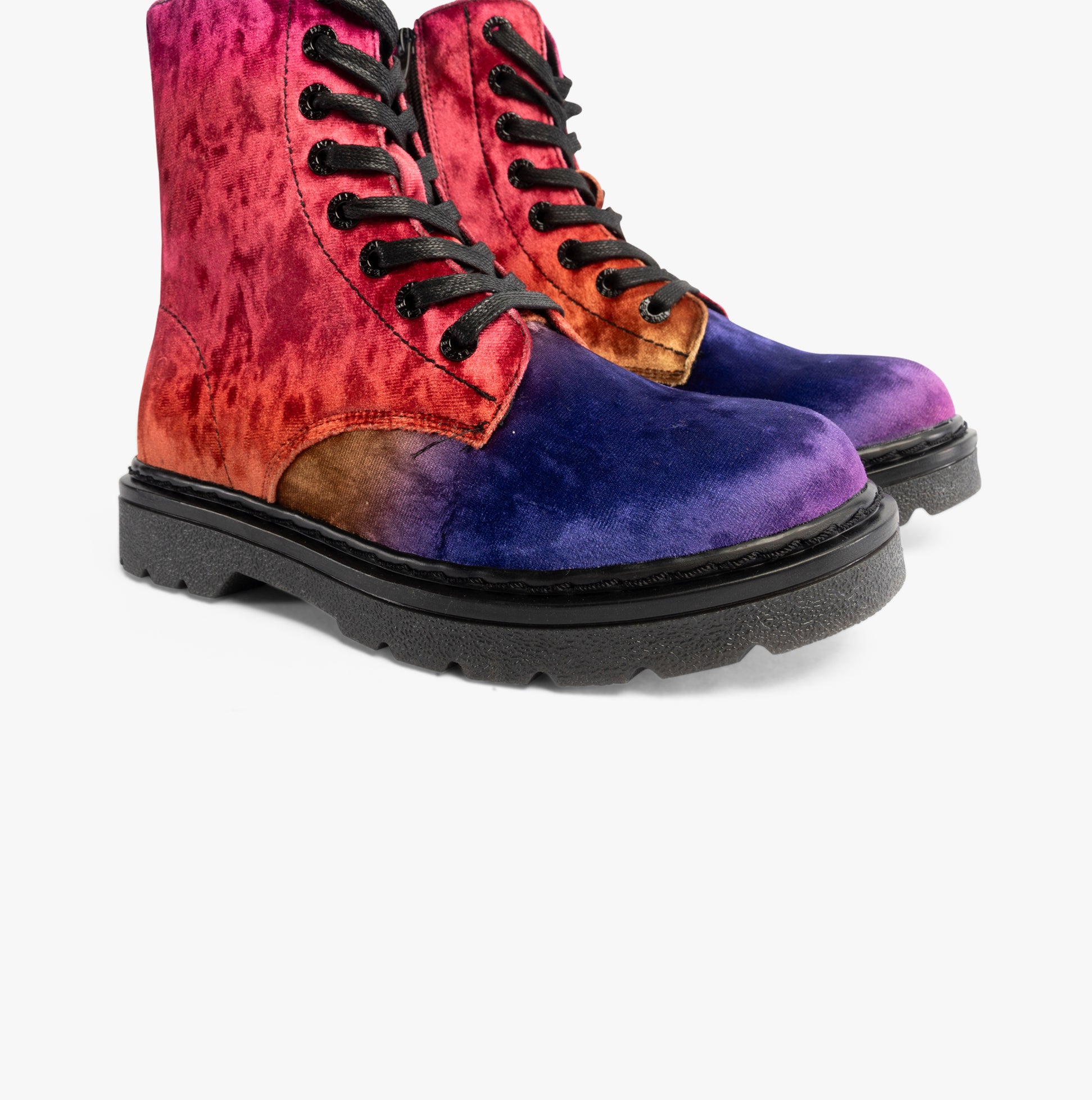 Heavenly Feet JUSTINA2 Womens Lace Up Boots Colour Crush Orange side view with vivid color gradient and round toe design.