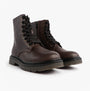 Heavenly Feet JUSTINA2 Womens Ankle Boots Chocolate side view with lace-up and zip closure.