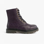 Heavenly Feet JUSTINA2 Womens Ankle Boots Purple side view showcasing lace-up design and combat boot style.