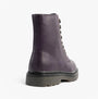 Heavenly Feet JUSTINA2 Womens Ankle Boots Purple rear view with lace-up closure and rubber sole design.