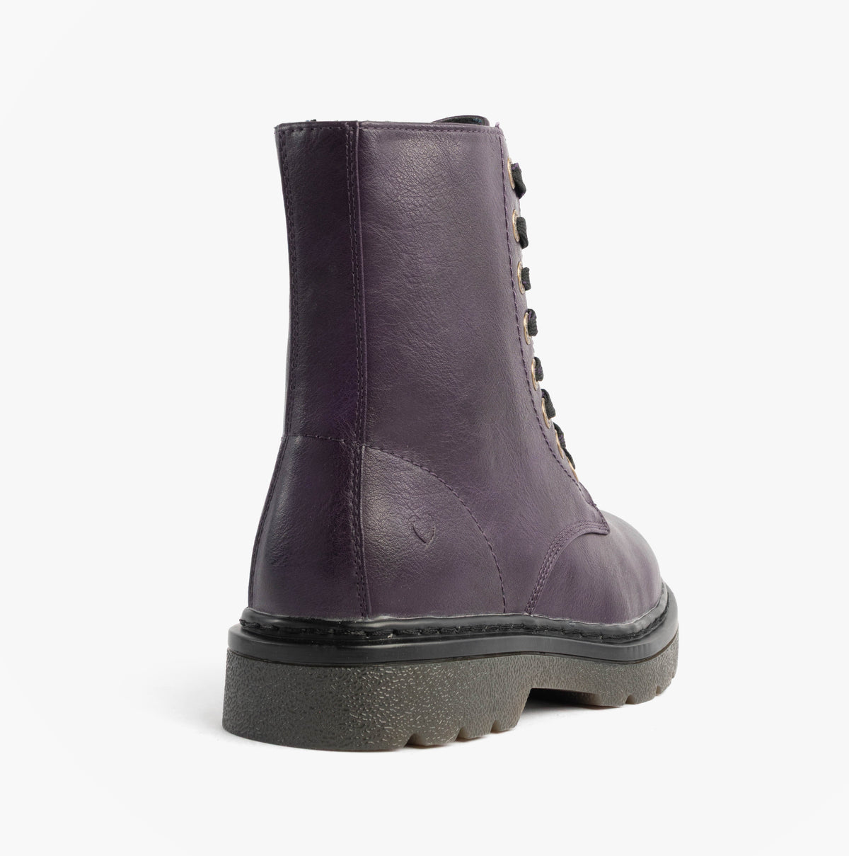 Heavenly Feet JUSTINA2 Womens Ankle Boots Purple rear view with lace-up closure and rubber sole design.