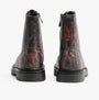 Heavenly Feet JUSTINA2 WOODLAND PRINT Womens Lace Up Boots Black back view showcasing distinctive woodland print design.